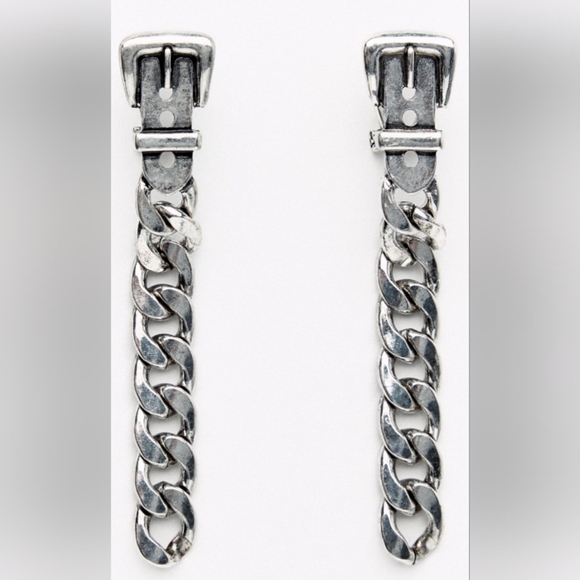 Zara Silver Chain Buckle Earrings - Picture 2 of 4